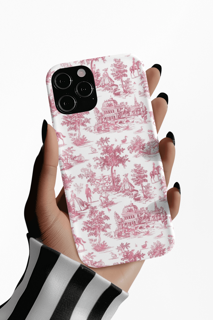 Slim Pink Vintage French Toile Cute Phone Cases for Iphone 16 Pro Max | iPhone 15 Case | iPhone 15 Pro Max Case, Iphone 14, Iphone 14 Pro Max, Iphone 13 12 11 8 7 - Studio40ParkLane