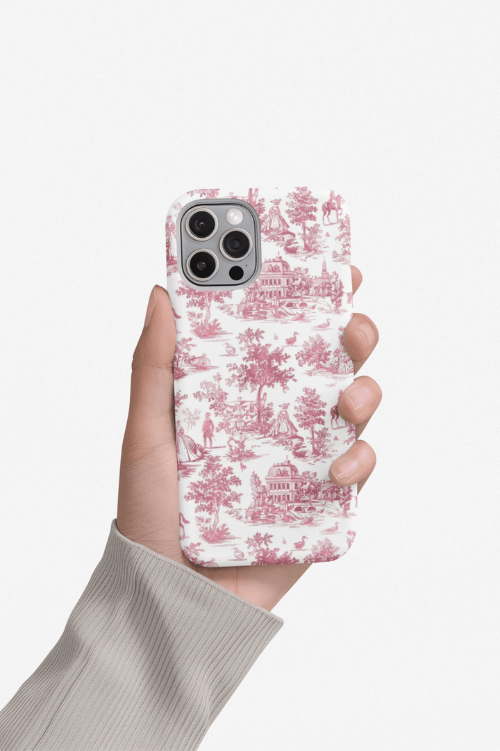 Slim Pink Vintage French Toile Cute Phone Cases for Iphone 16 Pro Max | iPhone 15 Case | iPhone 15 Pro Max Case, Iphone 14, Iphone 14 Pro Max, Iphone 13 12 11 8 7 - Studio40ParkLane