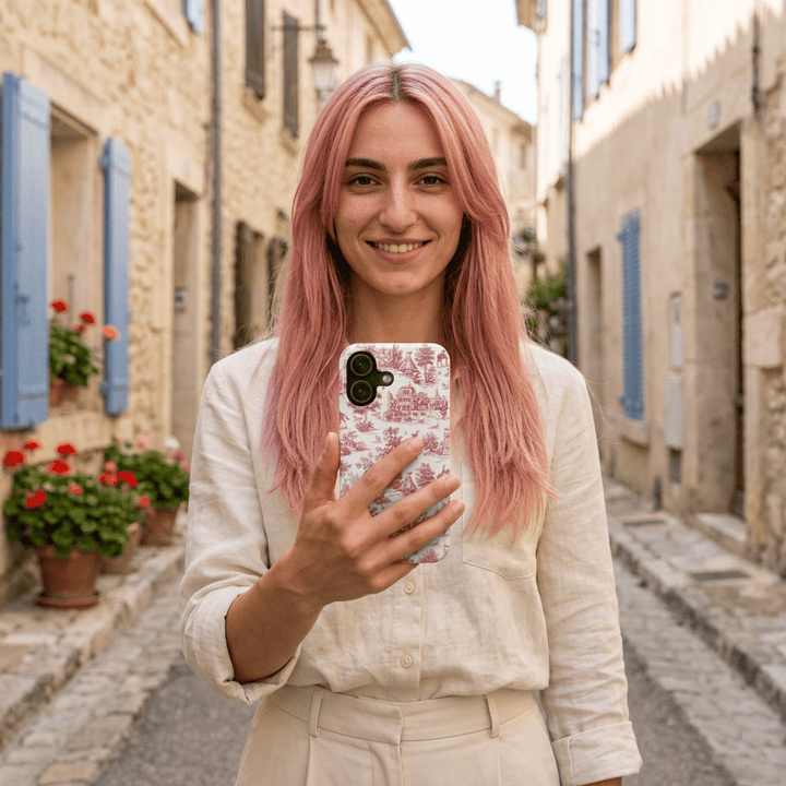 Slim Pink Vintage French Toile Cute Phone Cases for Iphone 16 Pro Max | iPhone 15 Case | iPhone 15 Pro Max Case, Iphone 14, Iphone 14 Pro Max, Iphone 13 12 11 8 7 - Studio40ParkLane