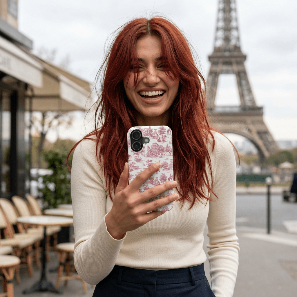 Slim Pink Vintage French Toile Cute Phone Cases for Iphone 16 Pro Max | iPhone 15 Case | iPhone 15 Pro Max Case, Iphone 14, Iphone 14 Pro Max, Iphone 13 12 11 8 7 - Studio40ParkLane