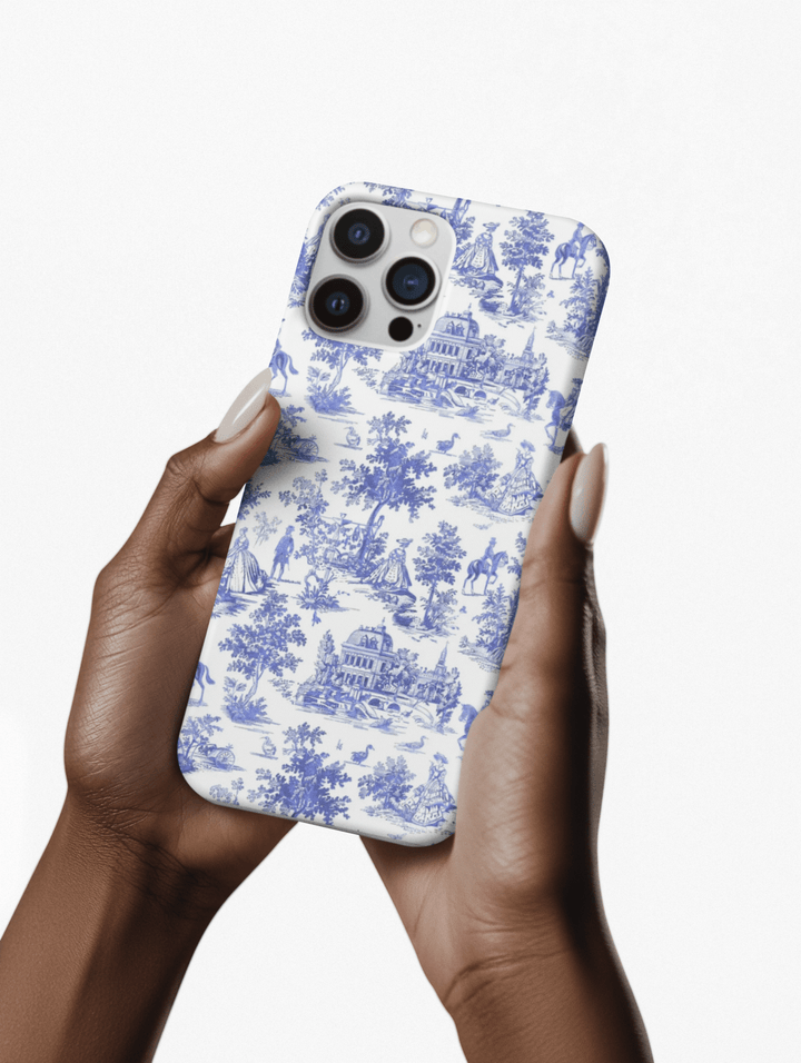 Slim Blue Vintage French Toile Cute Phone Cases for Iphone 16 Pro Max | iPhone 15 Case | iPhone 15 Pro Max Case, Iphone 14, Iphone 14 Pro Max, Iphone 13 12 11 8 7 - Studio40ParkLane