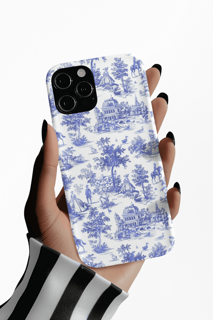 Slim Blue Vintage French Toile Cute Phone Cases for Iphone 16 Pro Max | iPhone 15 Case | iPhone 15 Pro Max Case, Iphone 14, Iphone 14 Pro Max, Iphone 13 12 11 8 7 - Studio40ParkLane