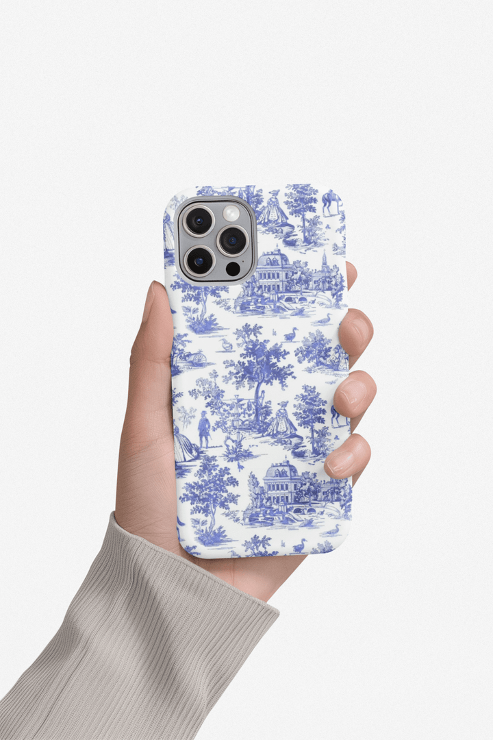Slim Blue Vintage French Toile Cute Phone Cases for Iphone 16 Pro Max | iPhone 15 Case | iPhone 15 Pro Max Case, Iphone 14, Iphone 14 Pro Max, Iphone 13 12 11 8 7 - Studio40ParkLane