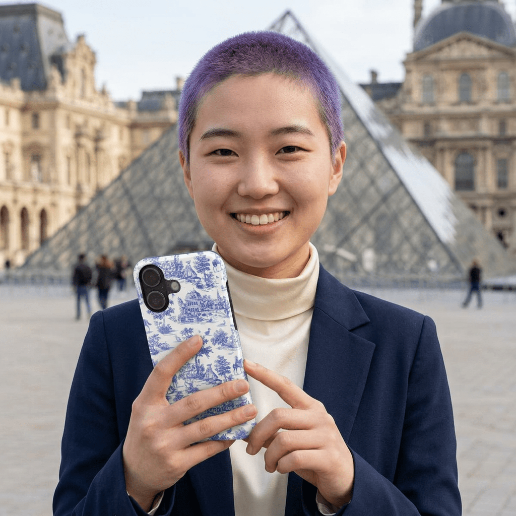 Slim Blue Vintage French Toile Cute Phone Cases for Iphone 16 Pro Max | iPhone 15 Case | iPhone 15 Pro Max Case, Iphone 14, Iphone 14 Pro Max, Iphone 13 12 11 8 7 - Studio40ParkLane