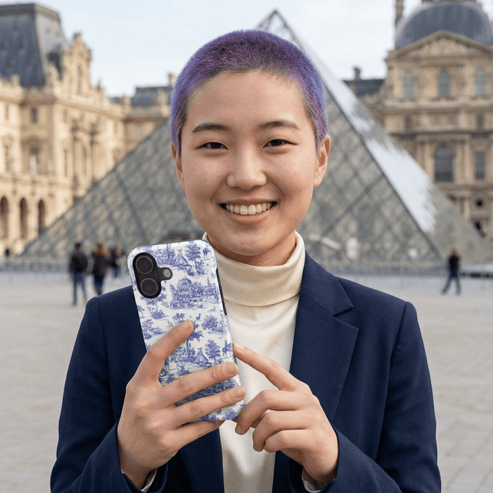 Slim Blue Vintage French Toile Cute Phone Cases for Iphone 16 Pro Max | iPhone 15 Case | iPhone 15 Pro Max Case, Iphone 14, Iphone 14 Pro Max, Iphone 13 12 11 8 7 - Studio40ParkLane