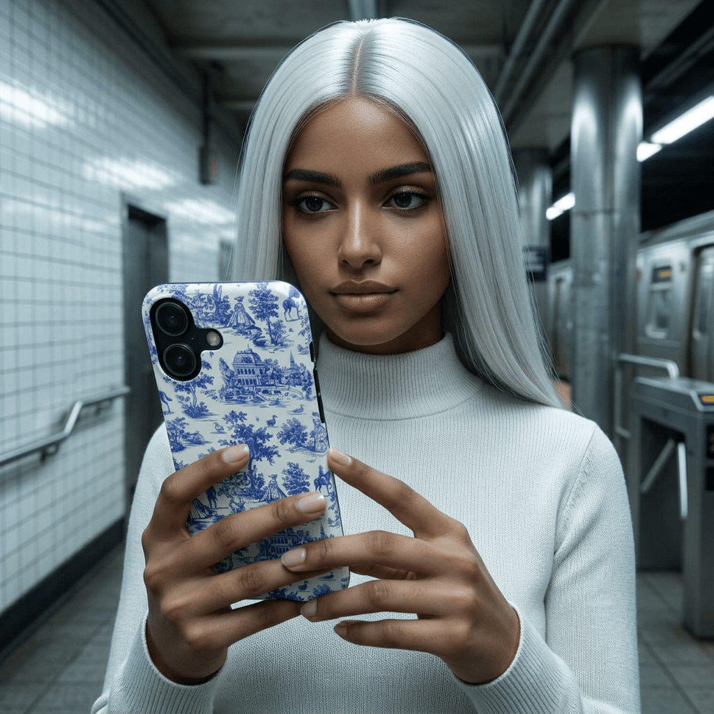 Slim Blue Vintage French Toile Cute Phone Cases for Iphone 16 Pro Max | iPhone 15 Case | iPhone 15 Pro Max Case, Iphone 14, Iphone 14 Pro Max, Iphone 13 12 11 8 7 - Studio40ParkLane