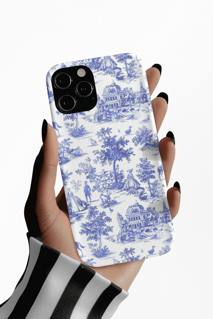 French Toile Blue Coquette Tough Phone Case - For iPhone 17 Pro Max iPhone 16 Pro Case iPhone Iphone 15 Case 14 13 12 11 Cute Phone Case - Studio40ParkLane
