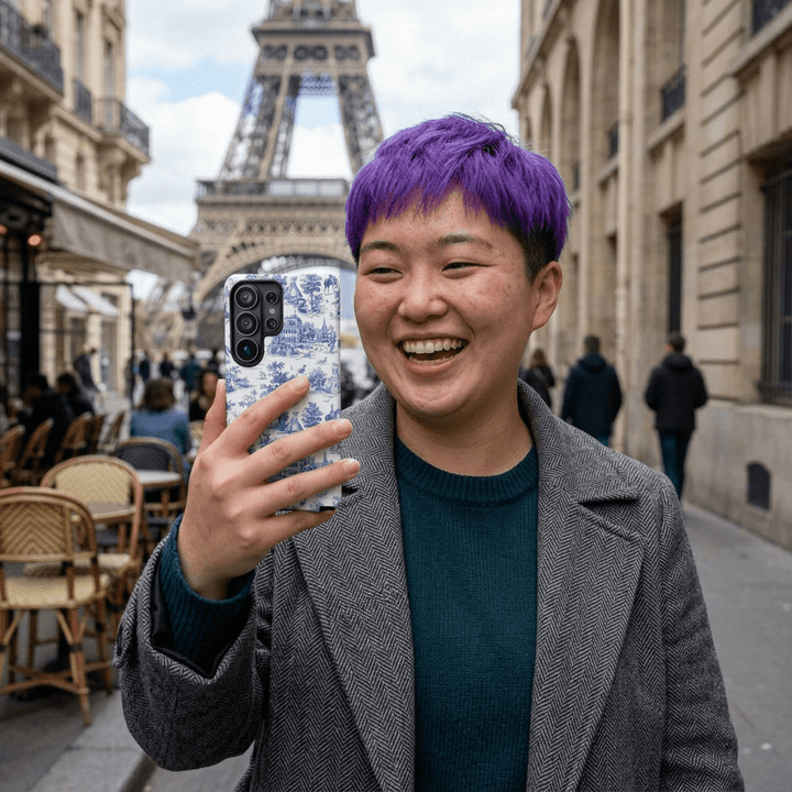 French Toile Blue Coquette Tough Phone Case - For iPhone 17 Pro Max iPhone 16 Pro Case iPhone Iphone 15 Case 14 13 12 11 Cute Phone Case - Studio40ParkLane