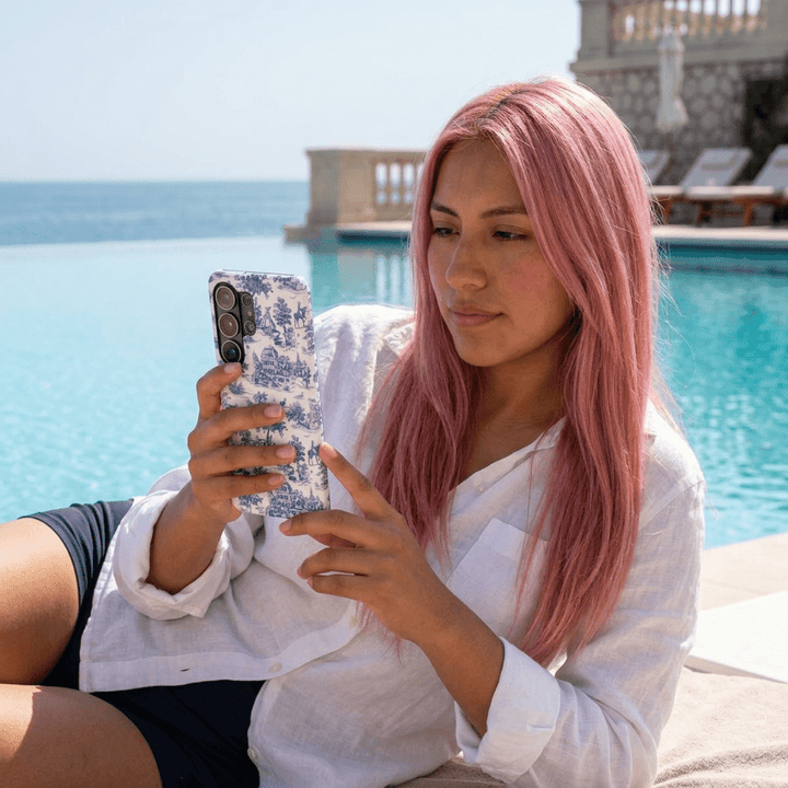 Blue Toile Magnetic Impact-Resistant Cute Phone Case for Iphone 16, iPhone 15 Pro Max Plus 14, 13, 12, 11 Gift for her - Studio40ParkLane