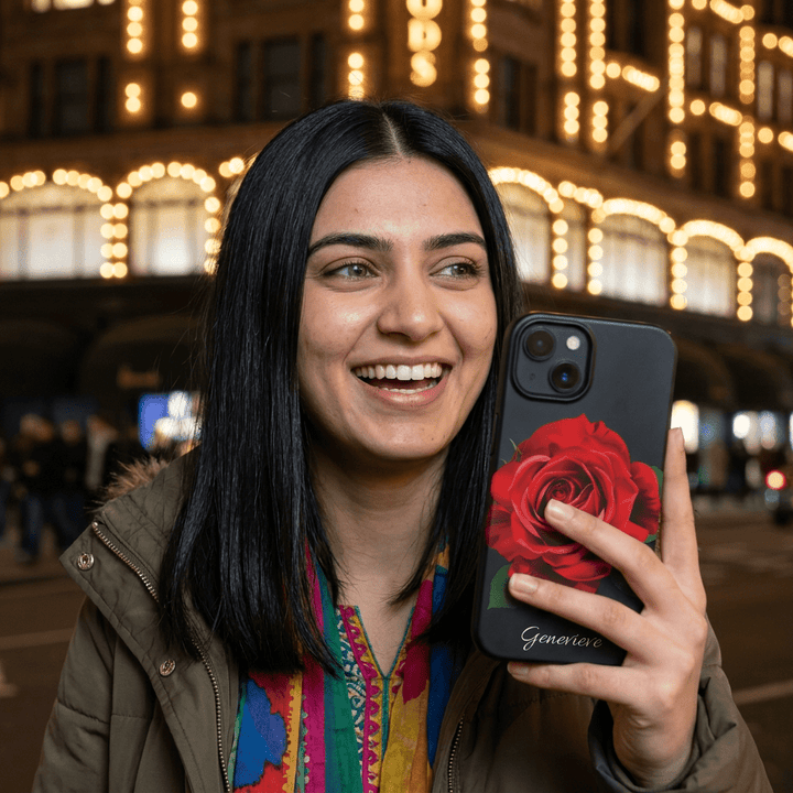 Slim Custom Personalized Red Rose Flowers Gift for Her Cute Phone Cases for Iphone 16 Pro Max | iPhone 15 Case | iPhone 15 Pro Max Case, Iphone 14, Iphone 14 Pro Max, Iphone 13 12 11 8 7 - Studio40ParkLane