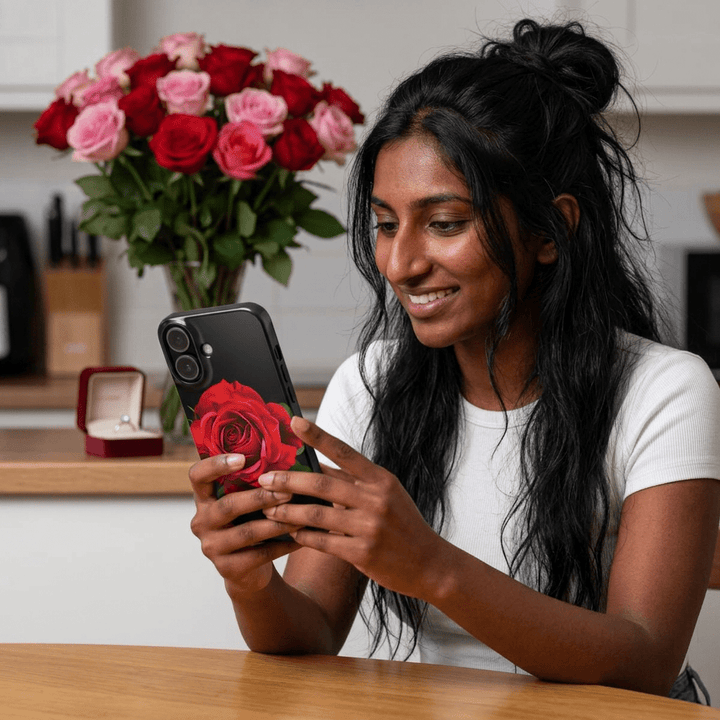 Slim Custom Personalized Red Rose Flowers Gift for Her Cute Phone Cases for Iphone 16 Pro Max | iPhone 15 Case | iPhone 15 Pro Max Case, Iphone 14, Iphone 14 Pro Max, Iphone 13 12 11 8 7 - Studio40ParkLane