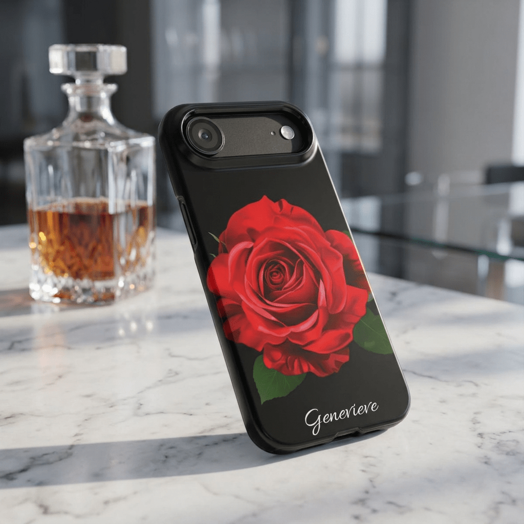 Slim Custom Personalized Red Rose Flowers Gift for Her Cute Phone Cases for Iphone 16 Pro Max | iPhone 15 Case | iPhone 15 Pro Max Case, Iphone 14, Iphone 14 Pro Max, Iphone 13 12 11 8 7 - Studio40ParkLane