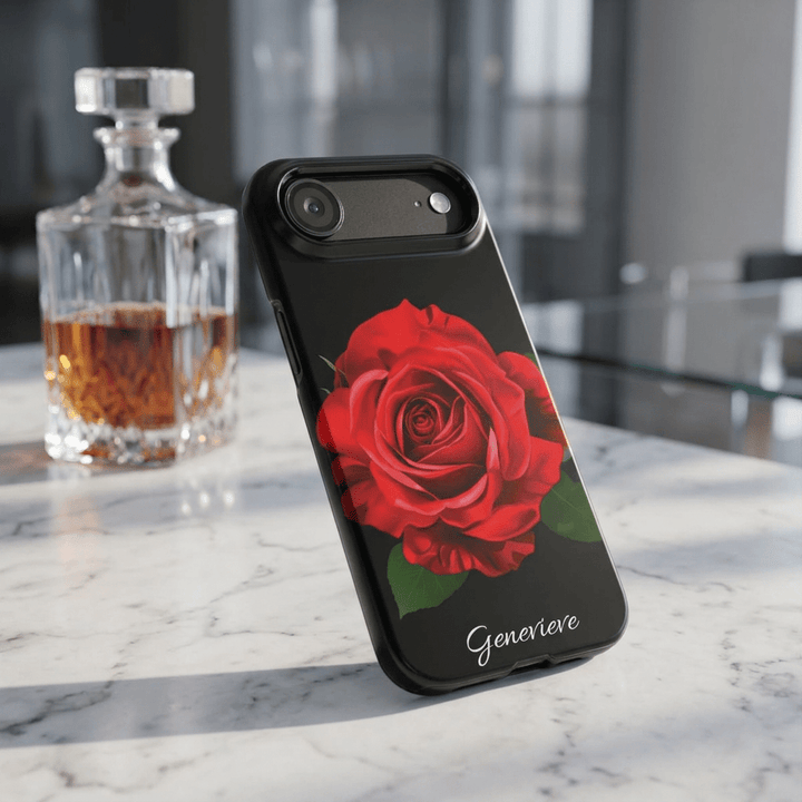 Slim Custom Personalized Red Rose Flowers Gift for Her Cute Phone Cases for Iphone 16 Pro Max | iPhone 15 Case | iPhone 15 Pro Max Case, Iphone 14, Iphone 14 Pro Max, Iphone 13 12 11 8 7 - Studio40ParkLane