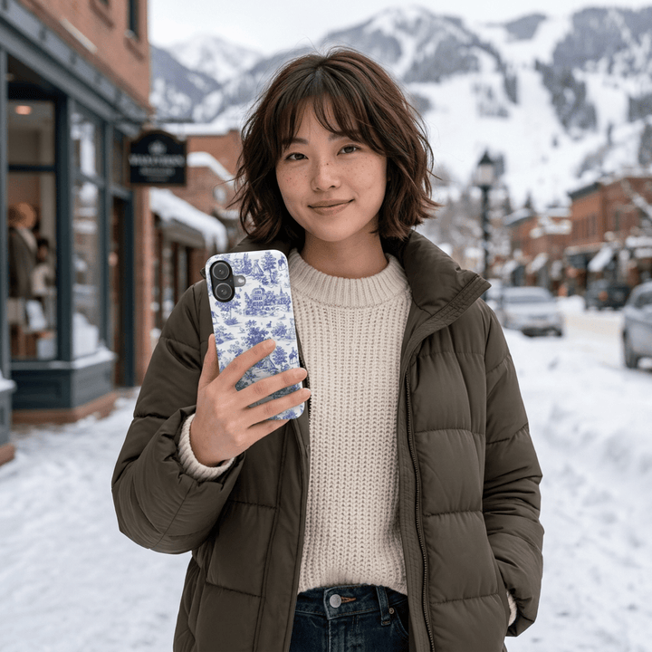 Slim Personalized Slim Blue Vintage French Toile Cute Phone Cases for Iphone 16 Pro Max | iPhone 15 Case | iPhone 15 Pro Max Case, Iphone 14, Iphone 14 Pro Max, Iphone 13 12 11 8 7 - Studio40ParkLane
