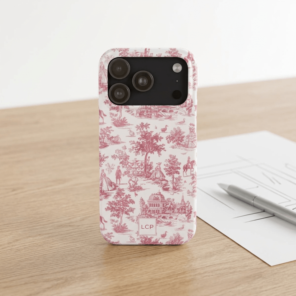 Slim Personalized Slim Pink Vintage French Toile Cute Phone Cases for Iphone 16 Pro Max | iPhone 15 Case | iPhone 15 Pro Max Case, Iphone 14, Iphone 14 Pro Max, Iphone 13 12 11 8 7 - Studio40ParkLane