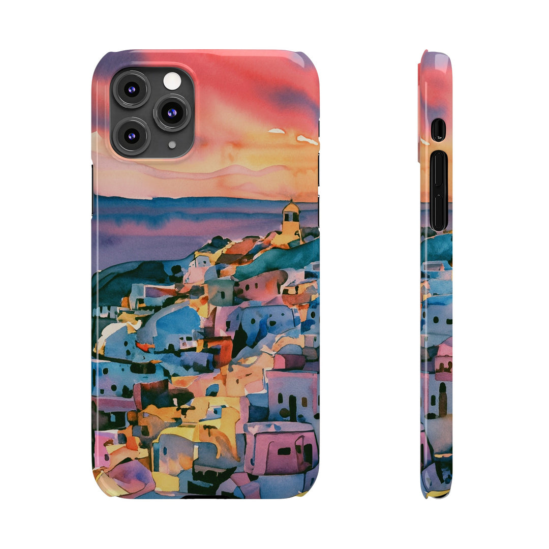 Slim Cute Phone Cases for Iphone | iPhone 15 Case | iPhone 15 Pro Max Case, Iphone 14, Iphone 14 Pro Max, Iphone 13, Colorful Greek House Watercolor - Studio40ParkLane