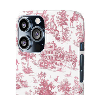 Snap Pink Vintage French Toile Cute Phone Cases for Samsung Galaxy S24, S23, S22, S21, S20, Plus, Ultra, Iphone 16, 15, 14, Pro and Max