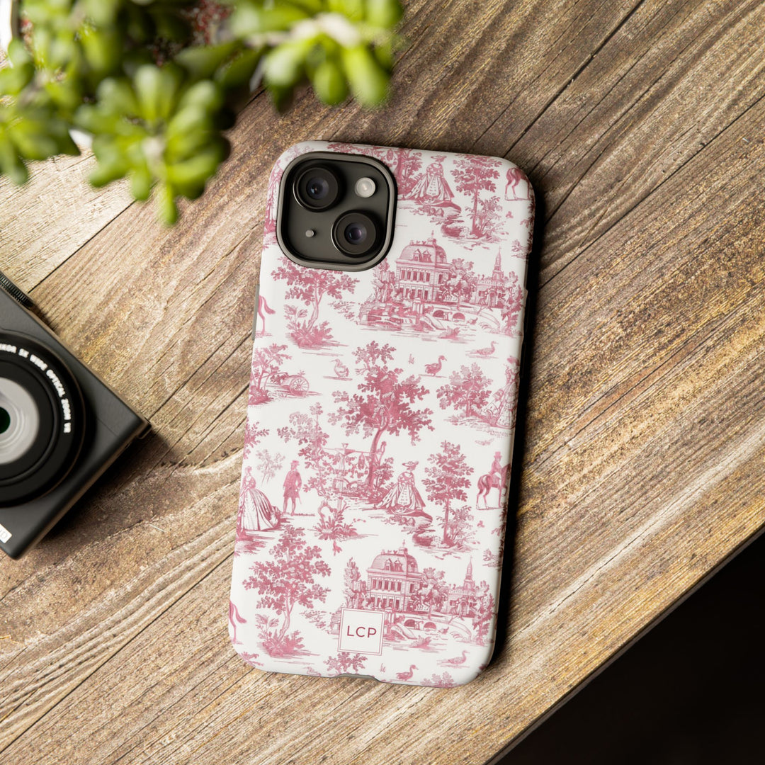 Personalized Custom French Toile Tough Cute Phone Case For Apple iPhone 18, 17, 16, 15 14, Pro Max, Samsung Galaxy S26, S25, S24 Plus Ultra