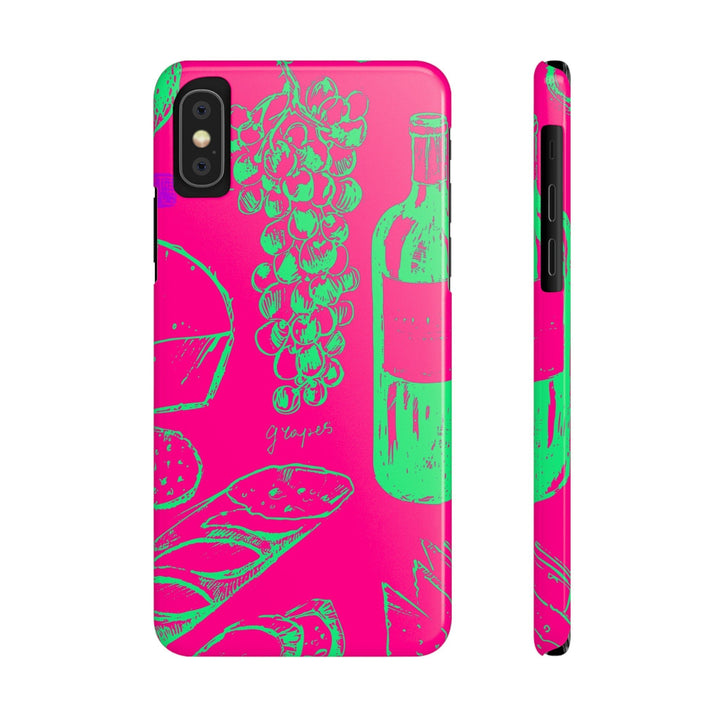 Slim French Food Wine Pink Green Cute Phone Cases for Iphone | iPhone 15 Case | iPhone 15 Pro Max Case, Iphone 14, Iphone 14 Pro Max, Iphone 13, - Studio40ParkLane
