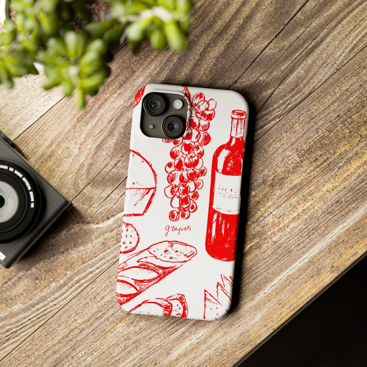Slim Cute Phone Cases for Iphone | iPhone 15 Case | iPhone 15 Pro Max Case, Iphone 14, Iphone 14 Pro Max, Iphone 13, French Food Wine Red - Studio40ParkLane