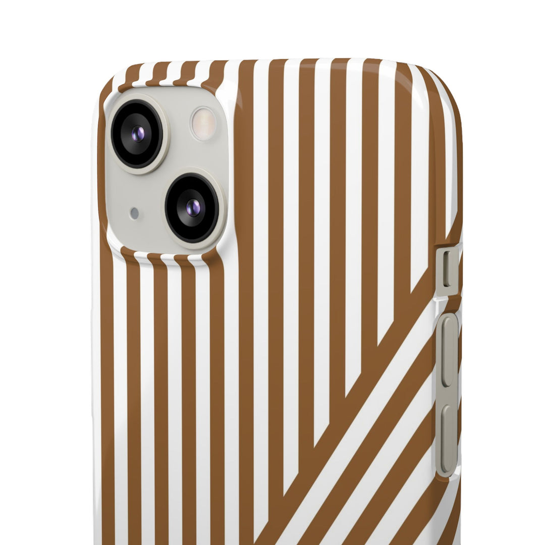 Aesthetic Mocha Brown Stripes Cute Phone Case Sleek Snap - For iPhone 17 Pro Max iPhone 16 Pro iPhone 15 Iphone 14 Plus 13 Pro 12 11 10 Gift - Studio40ParkLane