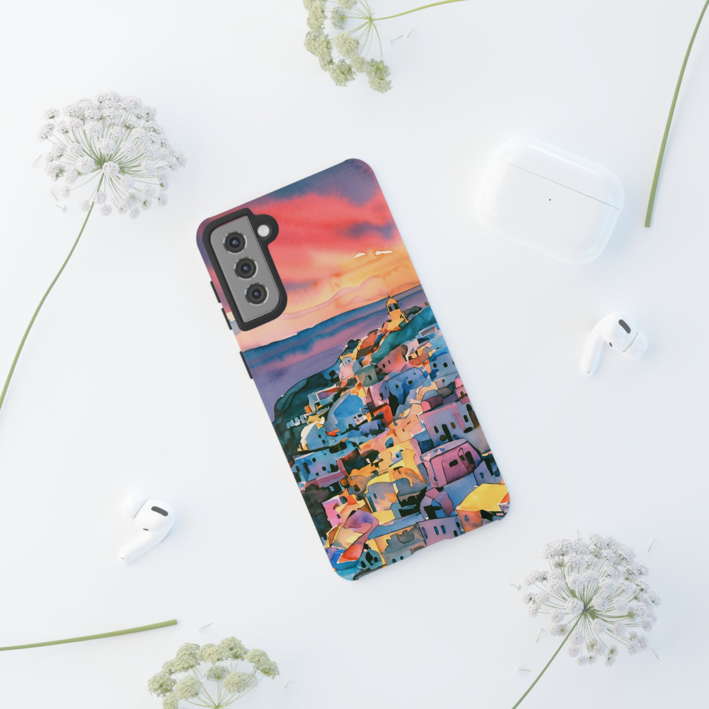 Impact Resistant, Greek Sunset, Cute Phone Cases for Samsung S24, S23, S22, S21, IPhone 15 pro Iphone 14 pro Iphone 13 IPhone 12 Iphone 11