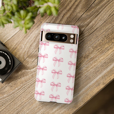 Pink Bows Cute Phone Case, for IPhone 16 Pro Max | Iphone 15, Iphone 14, IPhone 13 Case, 11 8 7, Samsung Galaxy S24, S23, S22, S21, 2 Layer Protection