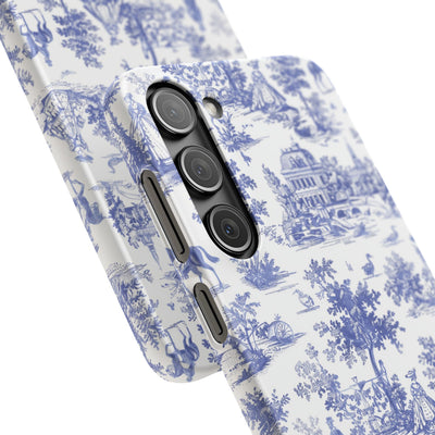Snap Blue Vintage French Toile Cute Phone Cases for Samsung Galaxy S24, S23, S22, S21, S20, Plus, Ultra, Iphone 16, 15, 14, Pro and Max