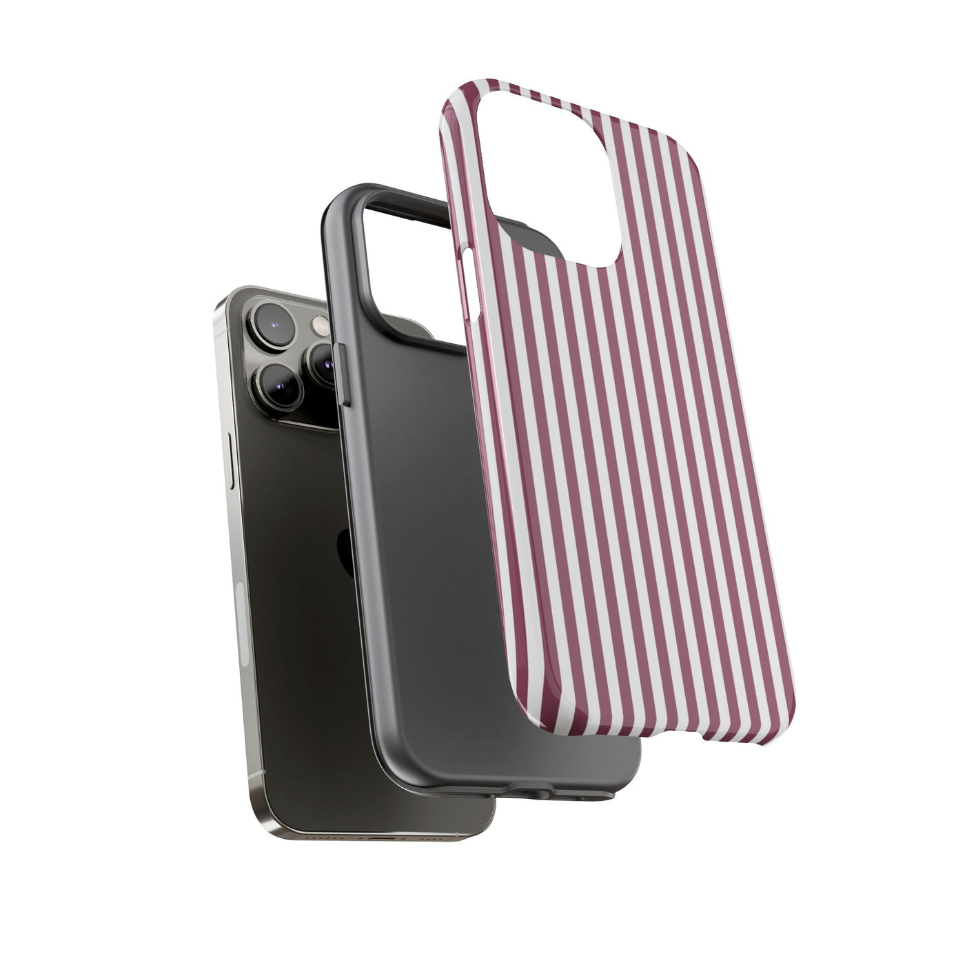 Tough Premium Old Claret Stripes Phone Case Gift for Her - For Apple iPhone 16 Pro Max 16e iPhone 15 Pro iPhone Iphone 14 Plus 13 Pro 12 SE XR - Studio40ParkLane
