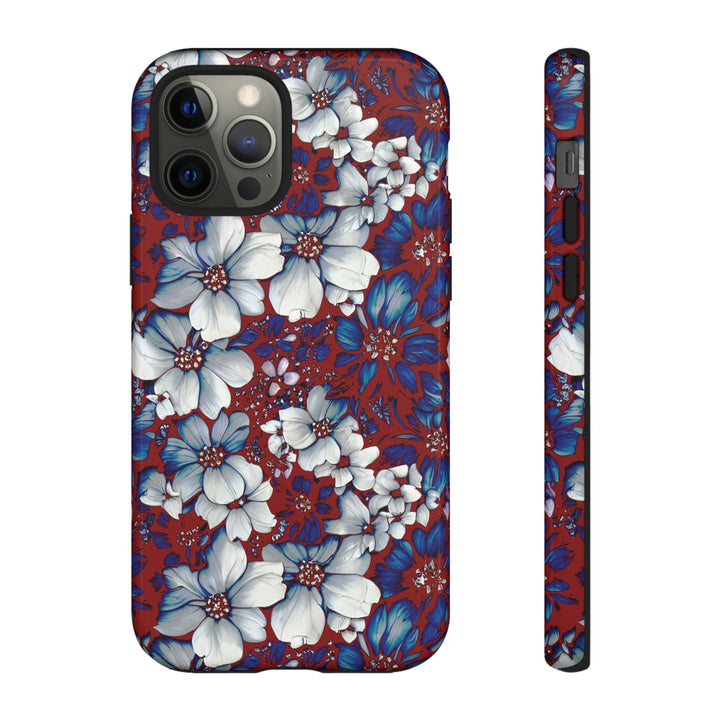 Cute IPhone Case | Red Blue Flowers, iPhone 15 Case | iPhone 15 Pro Case, Iphone 14 Case, Iphone 14 Pro Max Case, Protective Iphone Case - Studio40ParkLane