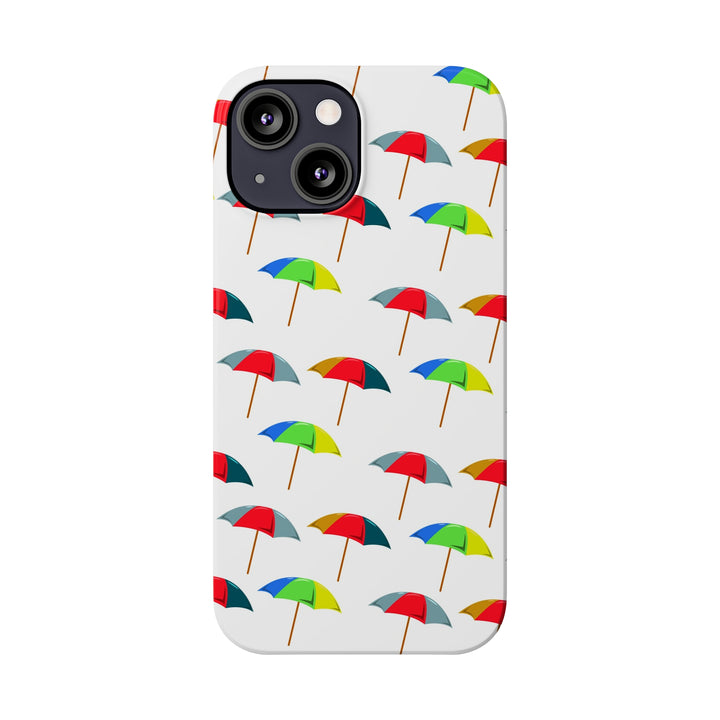 Slim Cute Phone Cases for Iphone - | iPhone 15 Case | iPhone 15 Pro Max Case, Iphone 14 Case, Iphone 14 Pro Max, Iphone 13, Colorful Beach Parasol - Studio40ParkLane