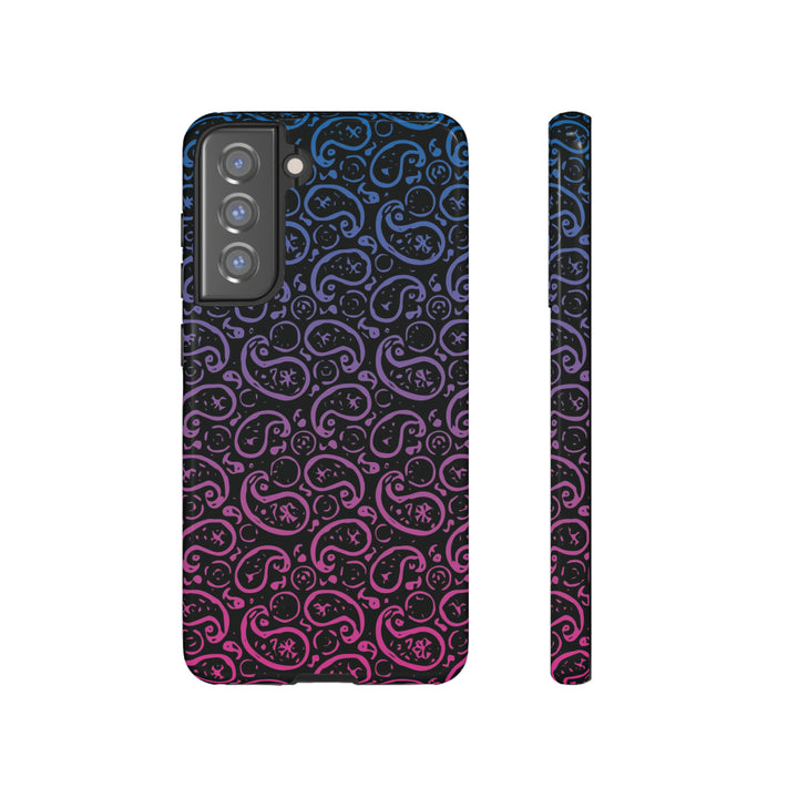 Cool Phone Case | Aesthetic Phone Case | Paisley Blue Pink Black | For Samsung Galaxy S23, S22, S21, S20 | Luxury Double Layer | Cute - Studio40ParkLane