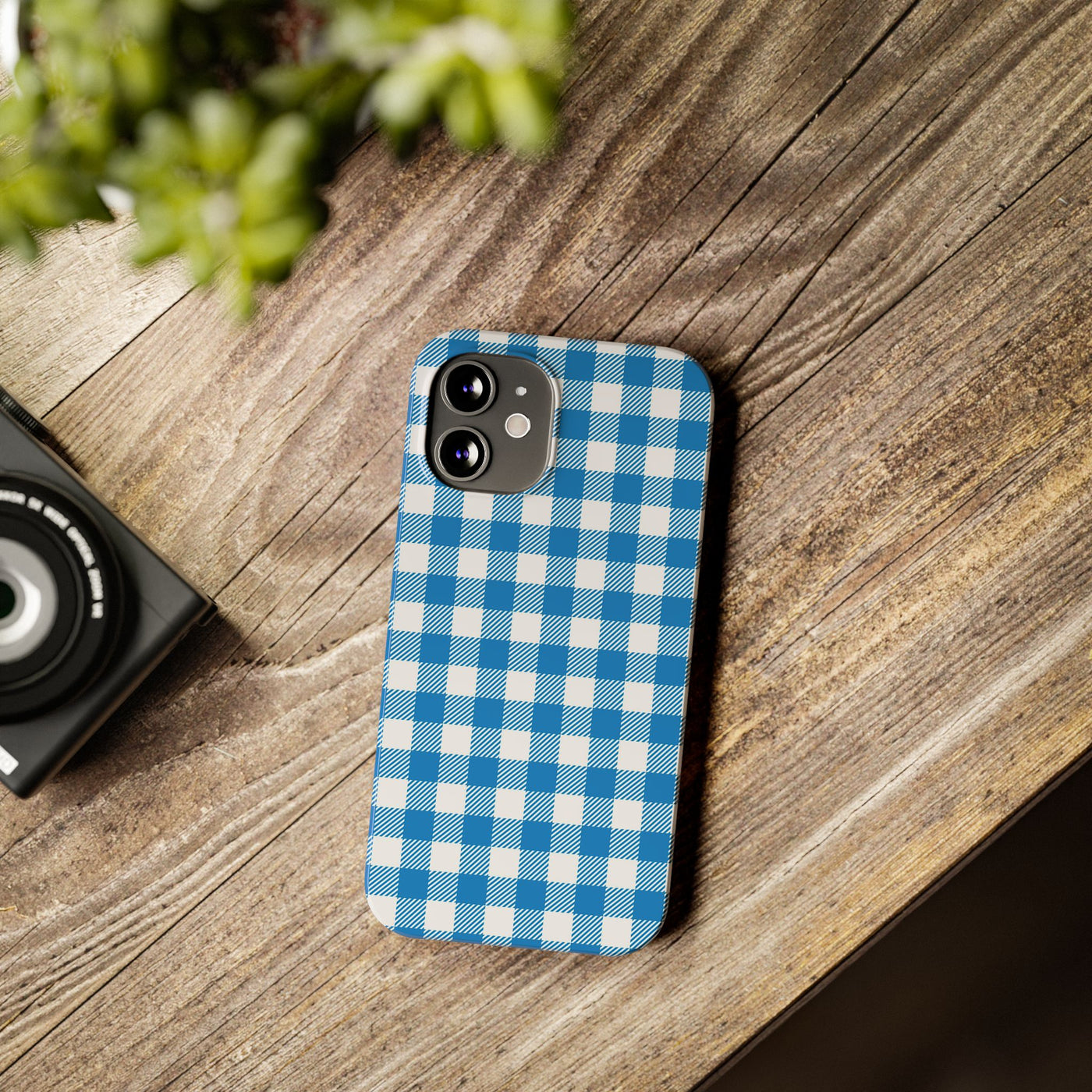 Slim Blue Gingham Gift for Her Cute Phone Cases for Iphone 16 Pro Max | iPhone 15 Case | iPhone 15 Pro Max Case, Iphone 14, 13, 12, 11, 10, 8, 7