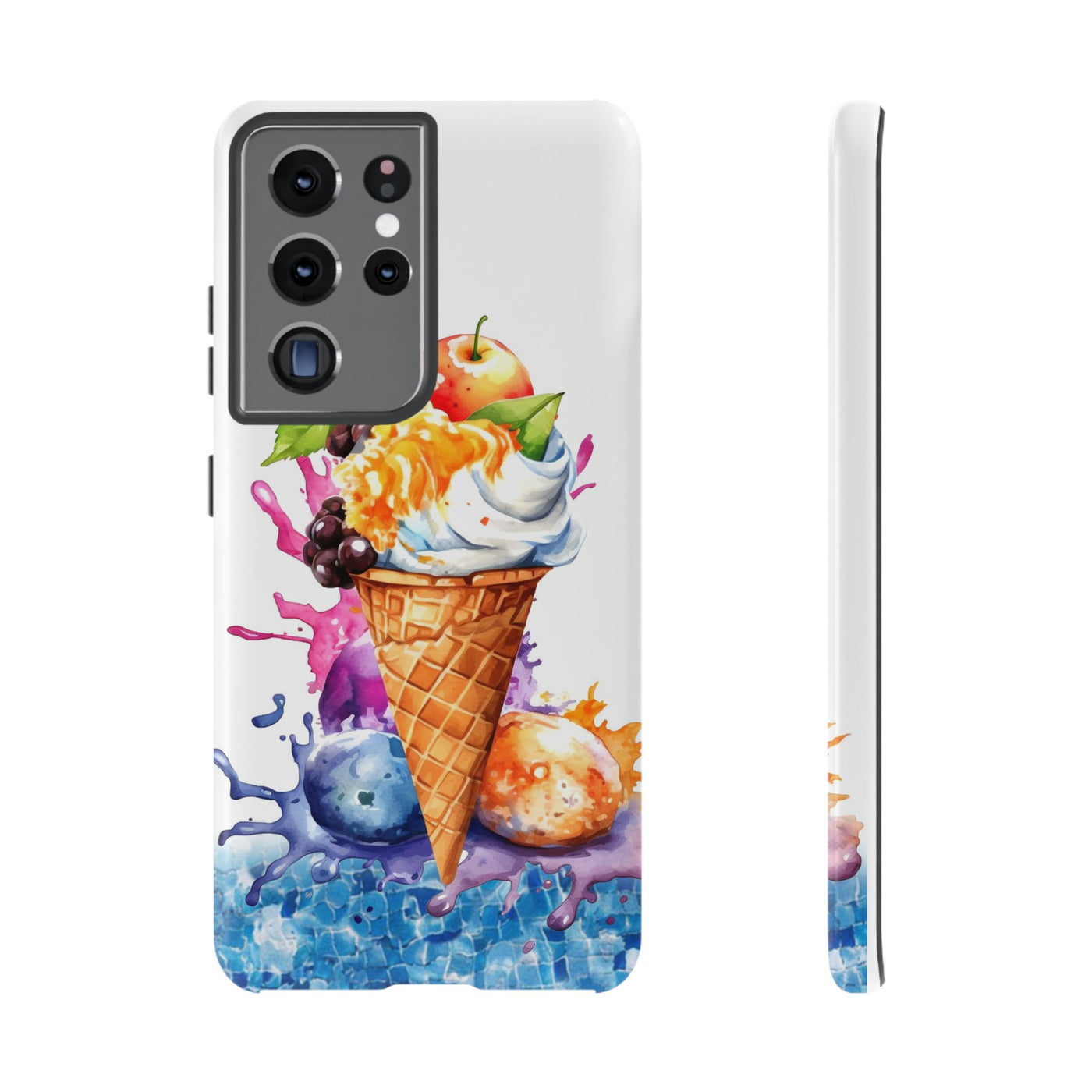 Impact Resistant, Summer Ice Cream Cone, Cute Phone Cases for Samsung S24, S23, S22, S21, IPhone 15 pro Iphone 14 pro Iphone 13 IPhone 12 Iphone 11