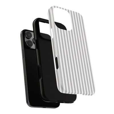 Tough Premium Ash Grey Stripes Phone Case Gift for Her - For Apple iPhone 16 Pro Max 16e iPhone 15 Pro iPhone Iphone 14 Plus 13 Pro 12 SE XR - Studio40ParkLane
