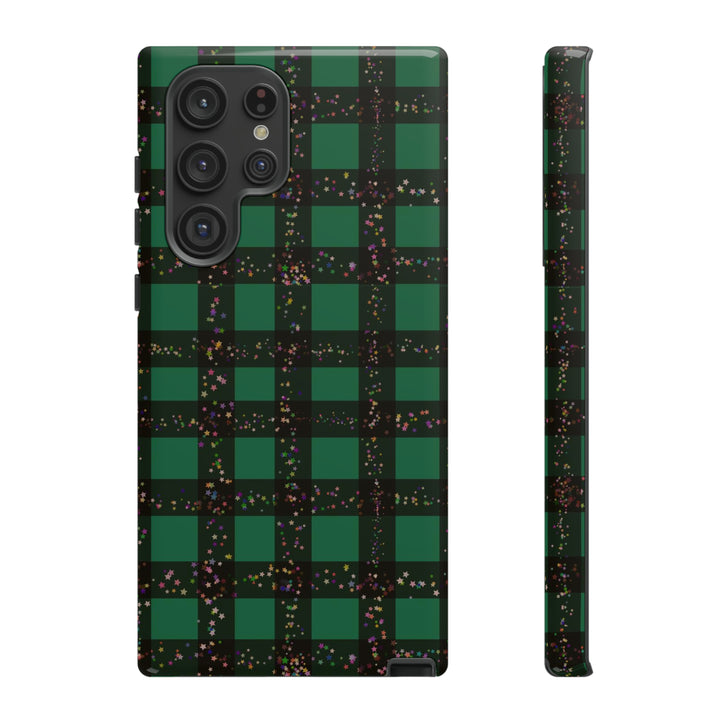 Cute Samsung Phone Cases, Designer Samsung Galaxy S23 Phone Case, Samsung S22 Case, Samsung S21 Case, Samsung S20 Case, Green Festive Plaid - Studio40ParkLane