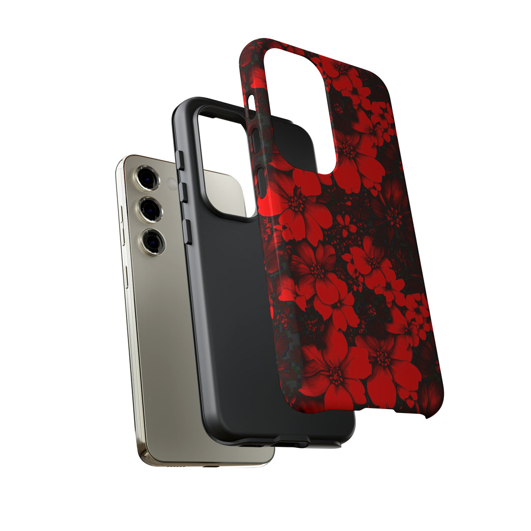 Cute Samsung Phone Case | Aesthetic Samsung Phone Case | Galaxy S23, S22, S21, S20 | Red Black Flowers, Protective Phone Case - Studio40ParkLane