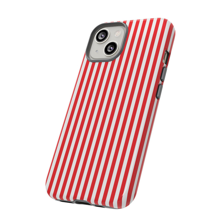 Tough Premium Poppy Red Stripes Phone Case Gift for Her - For Apple iPhone 16 Pro Max 16e iPhone 15 Pro iPhone Iphone 14 Plus 13 Pro 12 SE XR - Studio40ParkLane