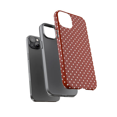 Aesthetic Tough Clay Red Polka Dots Premium Phone Case - For iPhone 17 Pro Max iPhone 16 Pro iPhone 15 Iphone 14 Plus 13 Pro 12 11 10 XR XS - Studio40ParkLane