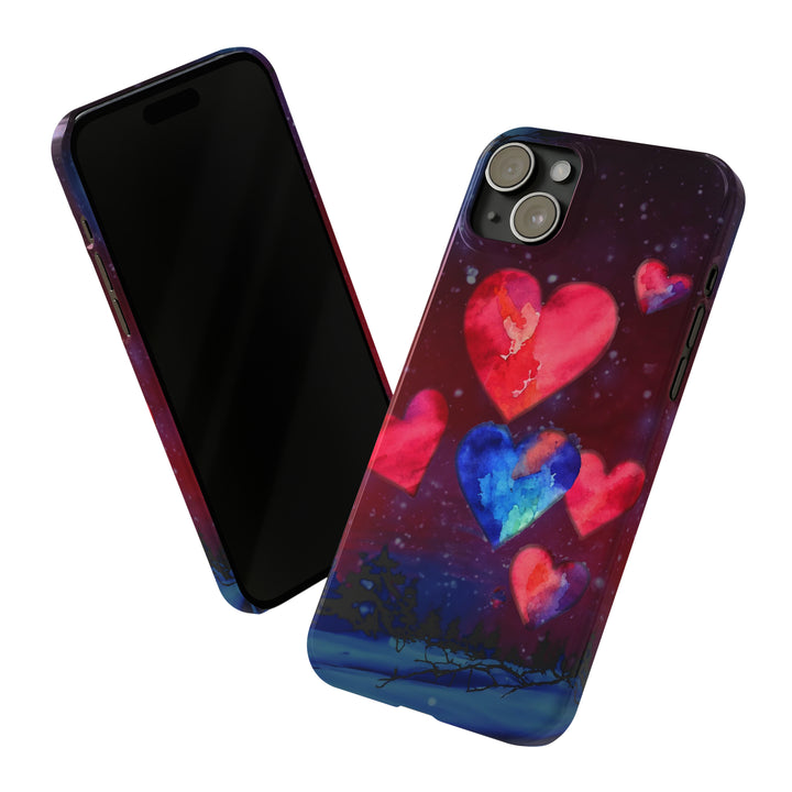 Slim Cute Phone Cases for Iphones - | iPhone 15 Case | iPhone 15 Pro Max Case, Iphone 14 Case, Iphone 14 Pro Max, Iphone 13, Night Sky Hearts Love - Studio40ParkLane