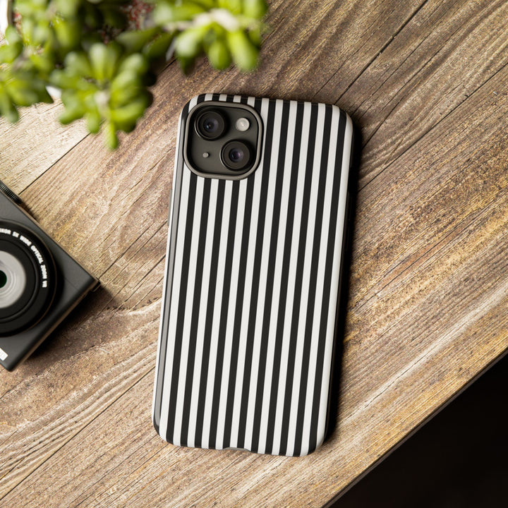 Tough Premium Black White Stripes Phone Case Gift for Her - For Apple iPhone 16 Pro Max 16e iPhone 15 Pro iPhone Iphone 14 Plus 13 Pro 12 SE XR - Studio40ParkLane