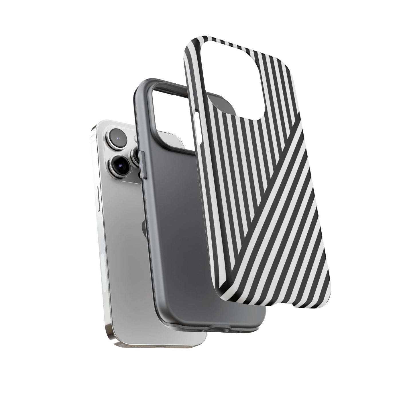 Aesthetic Tough Black White Stripes Phone Case - For iPhone 17 Pro Max iPhone 16 Pro iPhone 15 Iphone 14 Plus 13 Pro 12 11 10 XR - Studio40ParkLane