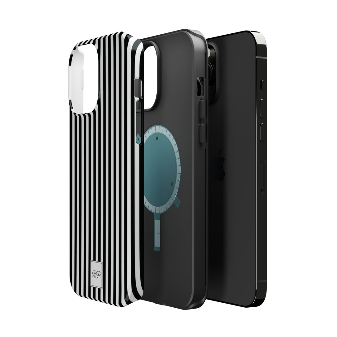 Custom Personalized Black White Striped Magsafe Phone Case for Iphone 17 - | iPhone 16 Pro Max Case | iPhone 15 Case Iphone 14 13 12 11 10 - Studio40ParkLane