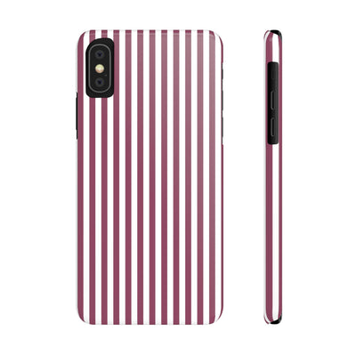 Slim Claret Red Striped Cute Phone Case for Iphone 16 - | iPhone 15 Pro Max Case | iPhone 14 Case Iphone 13 12 11 10 9 8 7 XS X Gift for Her - Studio40ParkLane
