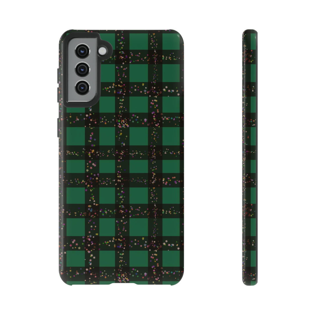 Cute Samsung Phone Cases, Designer Samsung Galaxy S23 Phone Case, Samsung S22 Case, Samsung S21 Case, Samsung S20 Case, Green Festive Plaid - Studio40ParkLane