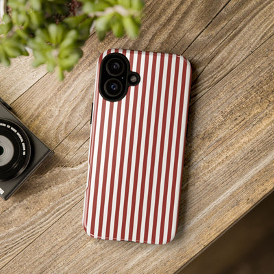 Tough Premium Red Stripes Phone Case Gift for Her - For Apple iPhone 16 Pro Max 16e iPhone 15 Pro iPhone Iphone 14 Plus 13 Pro 12 SE XR - Studio40ParkLane
