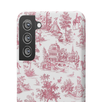 Snap Pink Vintage French Toile Cute Phone Cases for Samsung Galaxy S24, S23, S22, S21, S20, Plus, Ultra, Iphone 16, 15, 14, Pro and Max