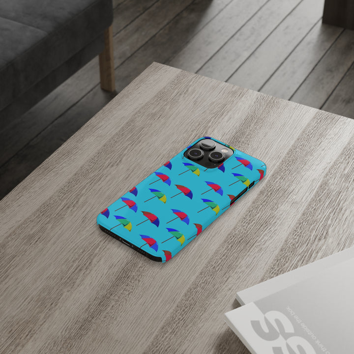 Slim Cute Phone Cases for Iphone - | iPhone 15 Case | iPhone 15 Pro Max Case, Iphone 14 Case, Iphone 14 Pro Max, Iphone 13, Colorful Beach Parasol Blue - Studio40ParkLane