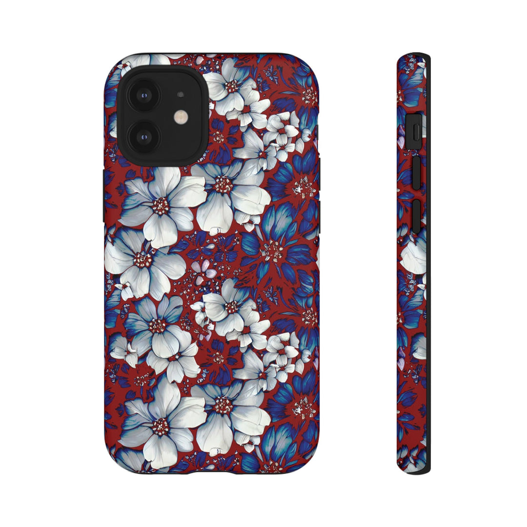 Cute IPhone Case | Red Blue Flowers, iPhone 15 Case | iPhone 15 Pro Case, Iphone 14 Case, Iphone 14 Pro Max Case, Protective Iphone Case - Studio40ParkLane