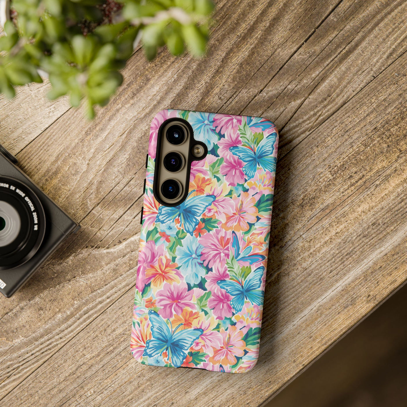 Premium Tough Butterflies Flowers Cute Phone Cases for Samsung S24, S23, S22, S21, S20, Plus and Ultra, Iphone 16 Pro Max,15, 14, 13, 12, 11, 10